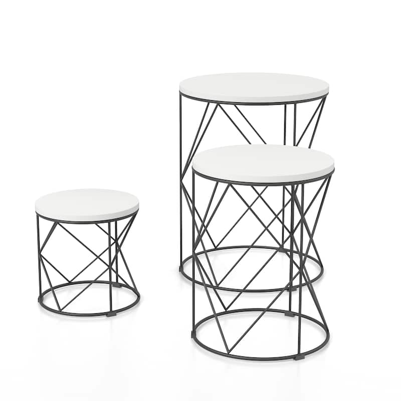 Rusk Modern 17-inch Metal 3-Piece Nesting Tables Set by Furniture of America
