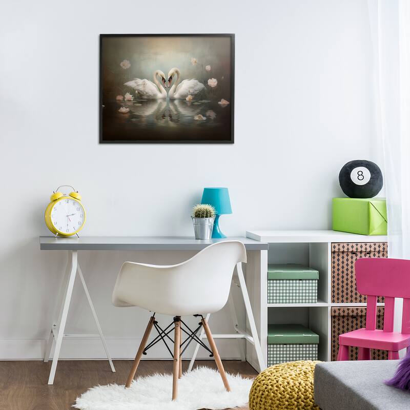Stupell Romantic Swans Reflection Framed Giclee Art Design By Arlington Prints