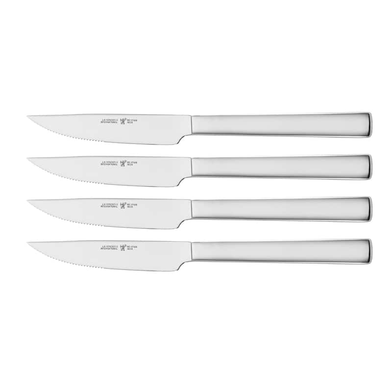 Henckels Polished Stainless Steel Serrated Steak Knife Set - Stainless Steel - 4-pc - Stainless Steel - 4 Piece - 4-pc