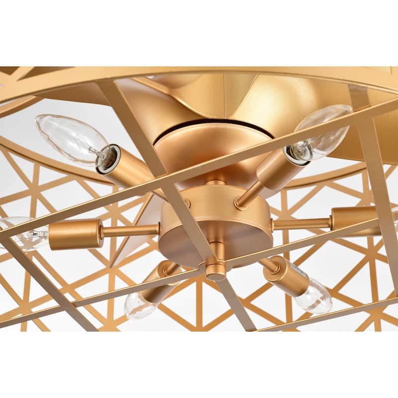 Clemente 24-inch Matte Gold 6 Lights 3 Blades Lighted Ceiling Fan with Remote