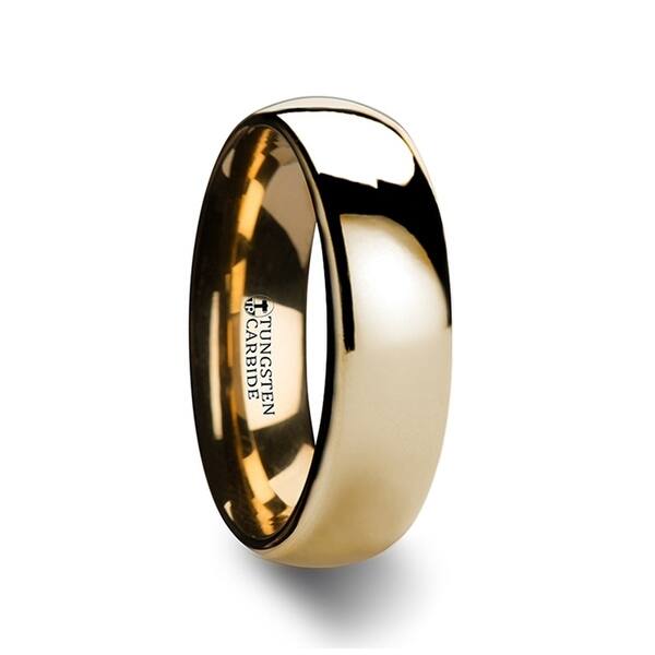 9mm Tungsten Carbide Domed Gold Plated Wedding Band Ring For Men Or Ladies 