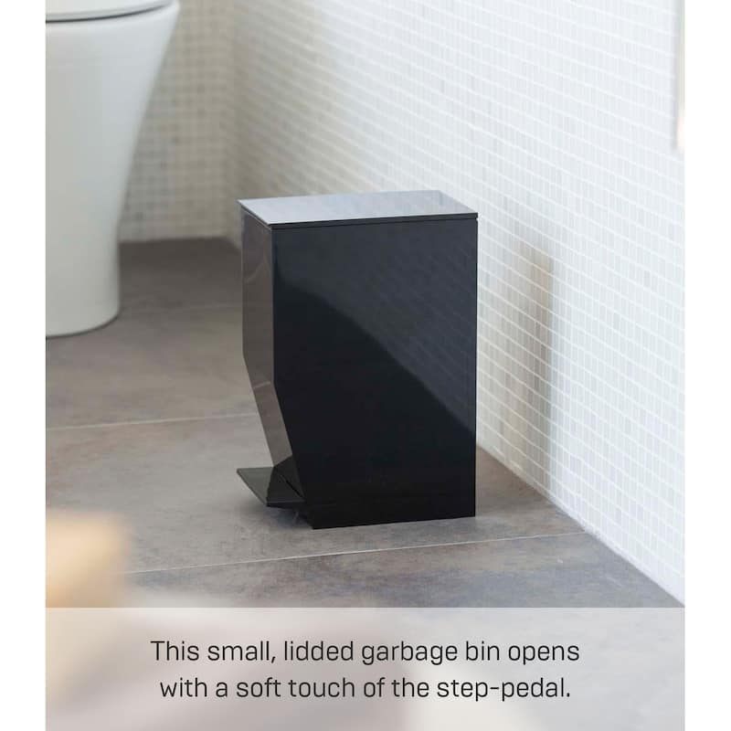 Yamazaki Home Step Trash Can, ABS Plastic, 1 gallon, 3.9 liters - L 7.48 x W 4.72 x H 10.83 inches