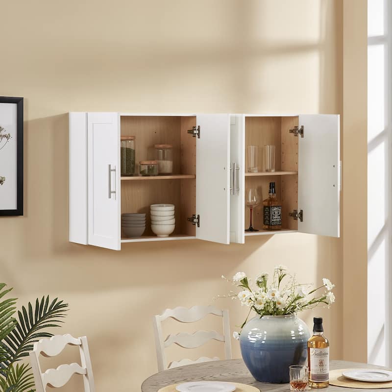 Wooden Wall-Mounted Cabinet with Double Doors and Shelves.
