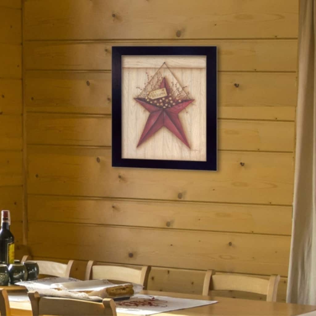 TrendyDecor4U Contemporary "Welcome Barn Star" Framed Print Wall Art by Mary June