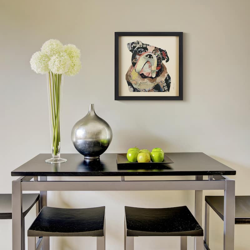 Bulldogs Close Up Alex Zeng's dimensional collage, under glass & a black shadow box frame