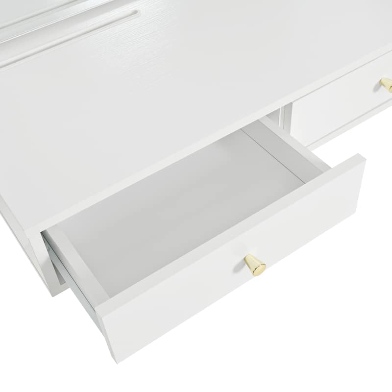 Floating Makeup Vanity with Mirror,3-Color Lights and Power Outlet
