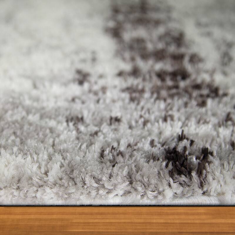 Leick Home Zielle Soft Shag Painterly Modern Indoor Area Rug Rectangle 8'X10' and 2'x8' Runner Combo - 8' x 10'