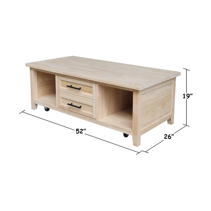 Sanibel Solid Wood Coffee Table with Casters