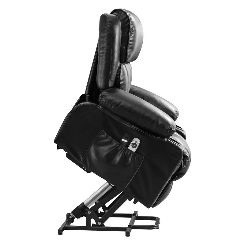 Power Lift Faux Leather Recliner Chair with Massage, Heat, USB Port, and Dual Storage Pockets