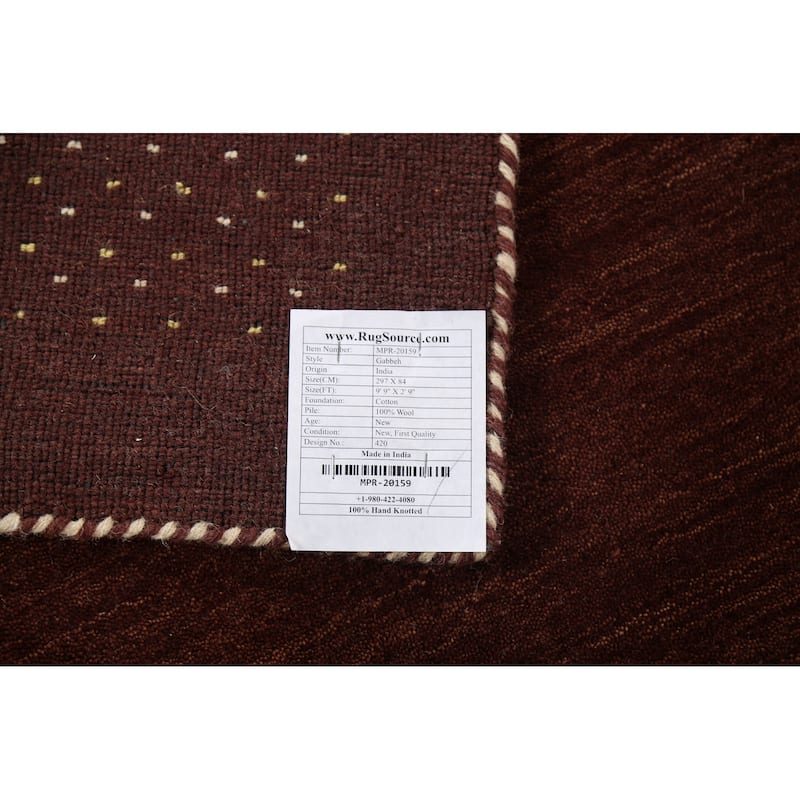 Gabbeh Oriental Runner Rug Hand-Knotted Wool Carpet - 2'9"x 9'9"