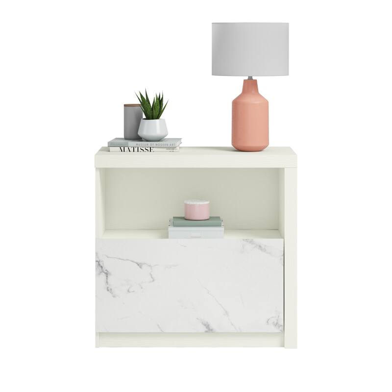 Wood Lateral File with Cubbyhole Storage, White