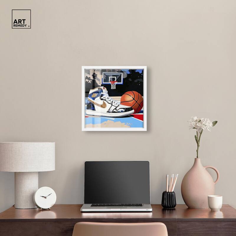 Basketball Court Blues Shadowbox by Art Remedy