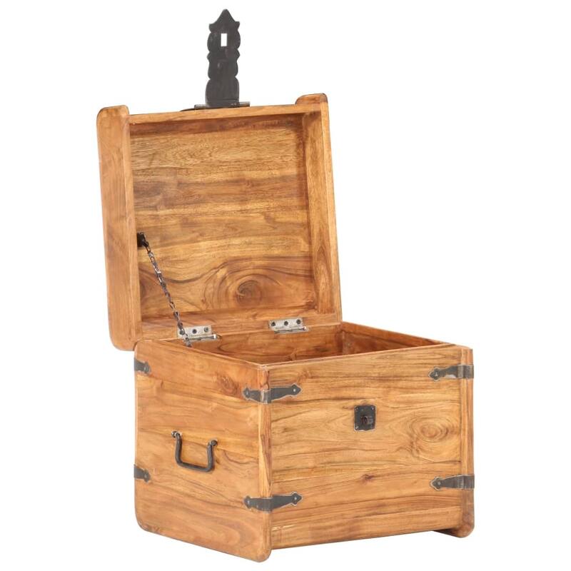 vidaXL Storage Chest Storage Trunk with Latch for Bedroom Solid Wood Acacia - 15.7"x15.7"x15.7" (W x D x H)