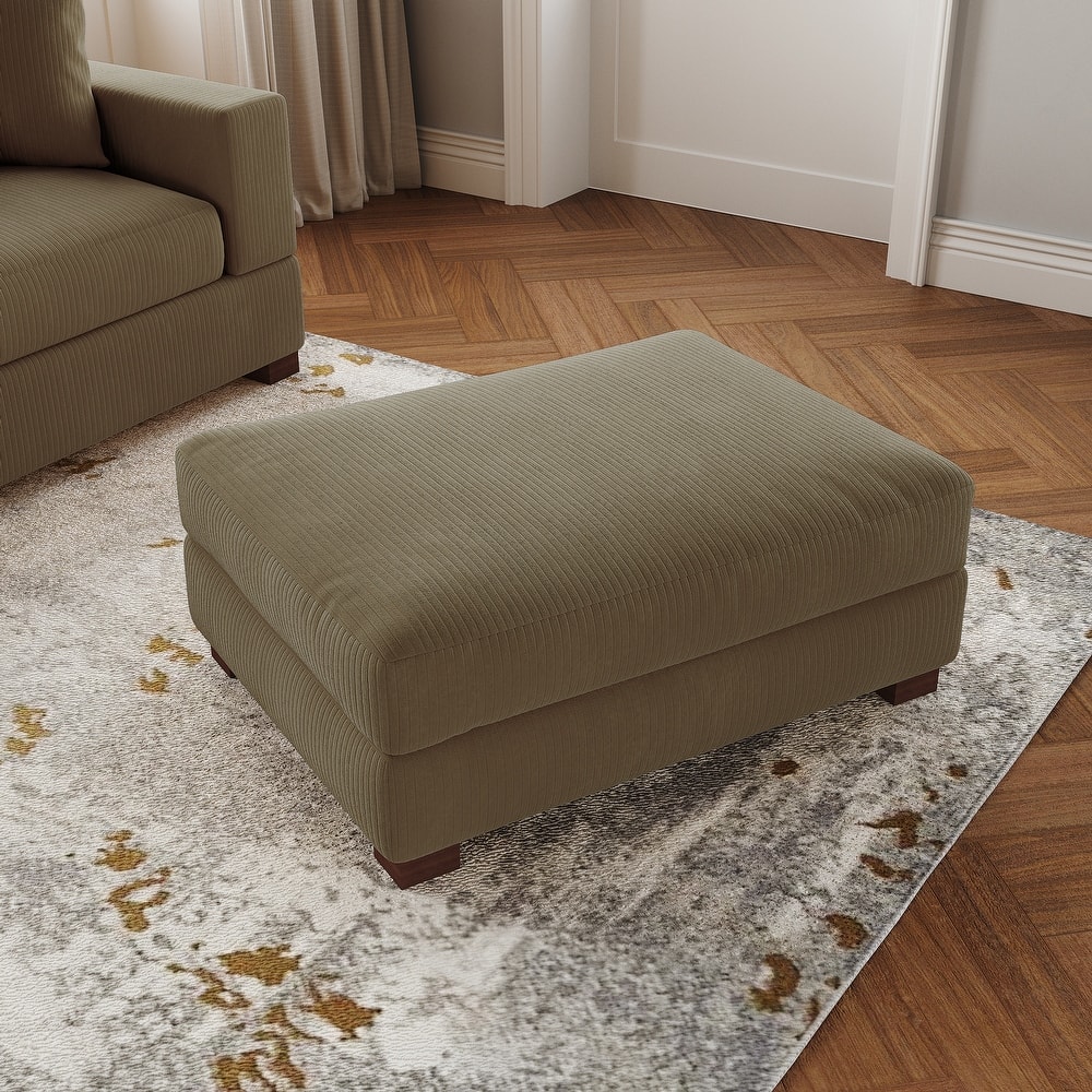 Modern Rectangle Oversized Stripe Corduroy Ottoman