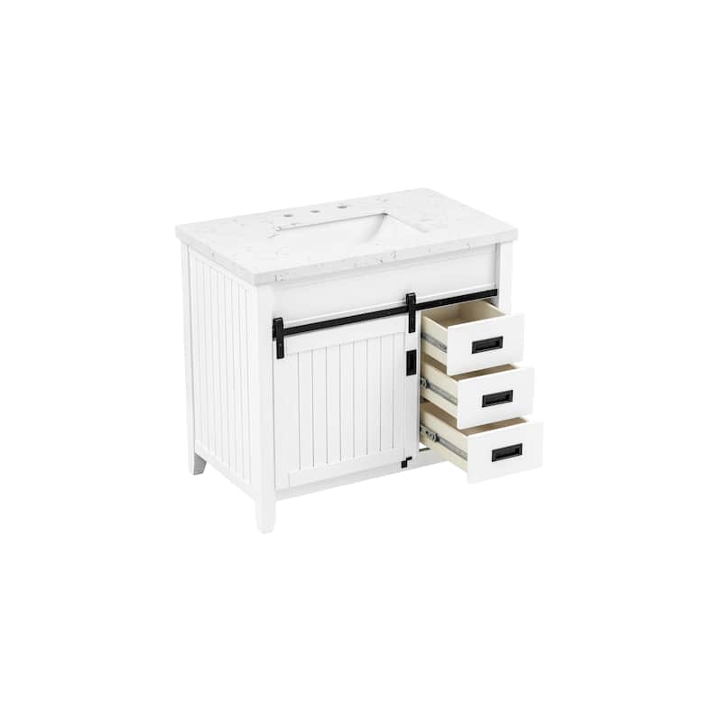 37'' Hanford Bathroom Vanity with Engineered Stone Top