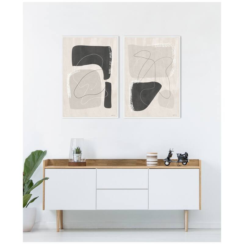Kate and Laurel Abstract Shapes 01 & 02 2 Piece Framed Canvas Wall Art Set by Gabrielly Guedes