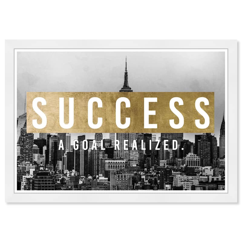 Wynwood Studio Prints Cities and Skylines Success City Gold and Metallic Gold Modern & Contemporary Wall Art Canvas Print