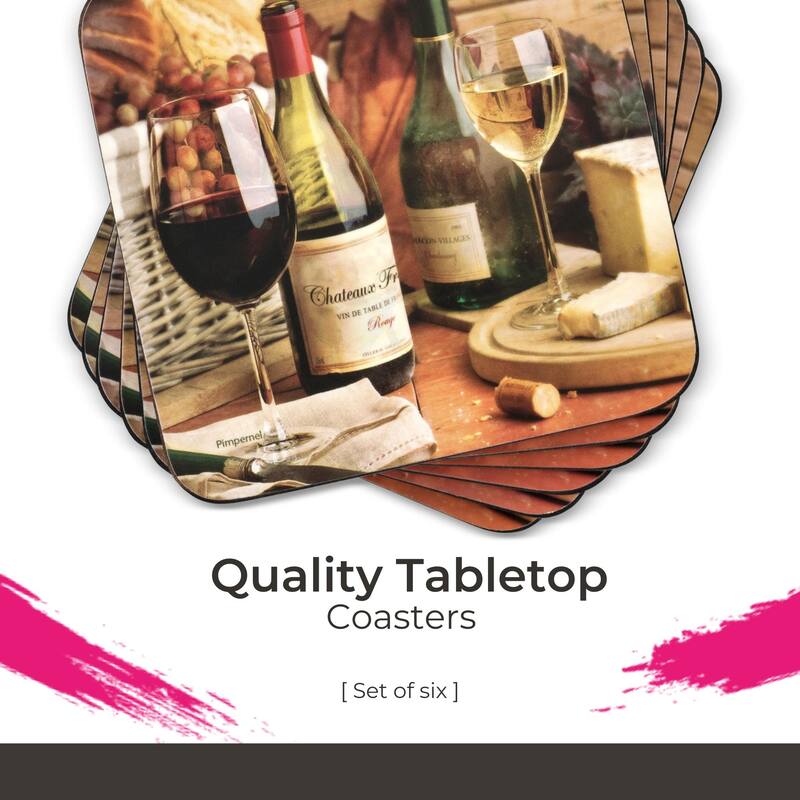 Pimpernel Set of 6 Artisanal Wine Coasters - 4 Inches Sq.