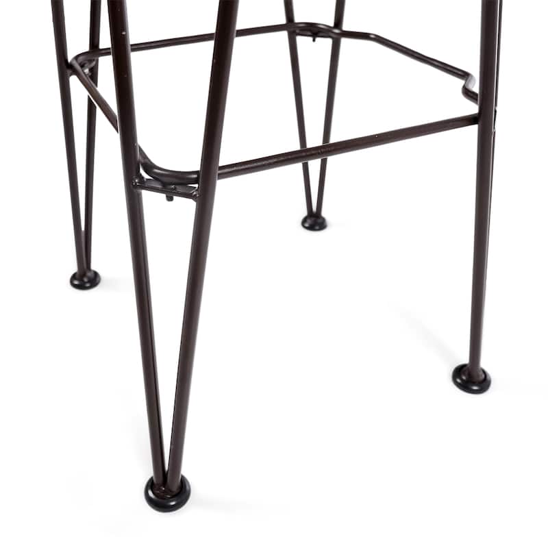 Outdoor Industrial Wood Bar Stool (Set of 2), Patio Cafe Counter Chair, Open Back Bar Chair Set, Iron Art High Chair