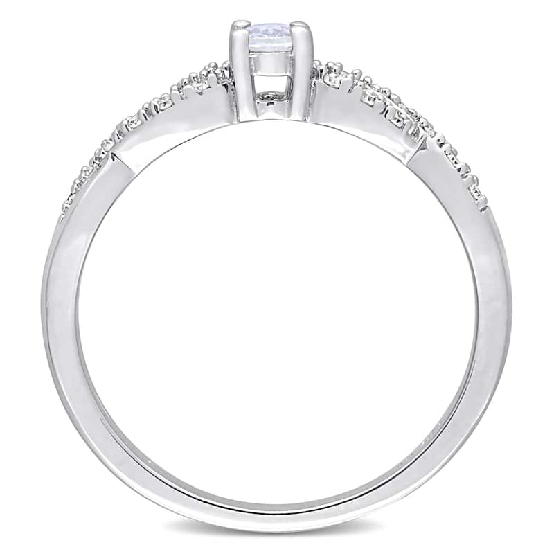 Miadora 1/10ct TDW Diamond and Created White Sapphire Infinity Engagement Ring in Sterling Silver
