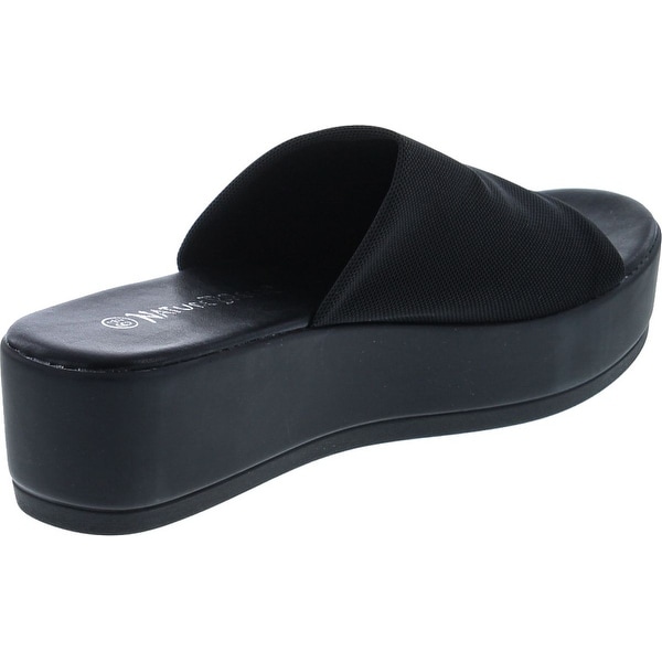 black platform slip on sandals