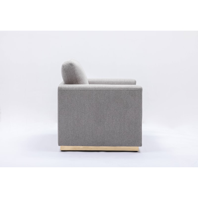 Modern 37" Linen Upholstered Accent Chair with Tight Seat and Back Cushion for Living Room