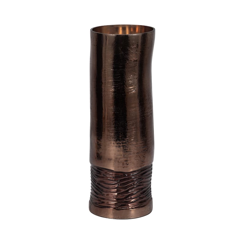 Sagebrook Home Modern Glass Bronze Cylinder Textured Enamel Vase