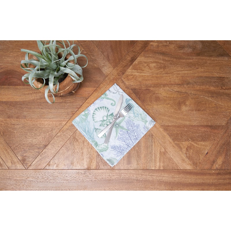 20" Shoreline Waters Cotton Napkins Set of 6 - Nautical Seahorse & Coral