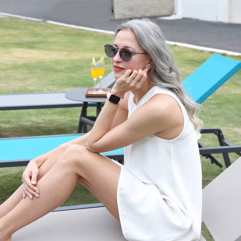 Patio Outdoor Chaise Lounge with Adjustable Backrest Set of 2