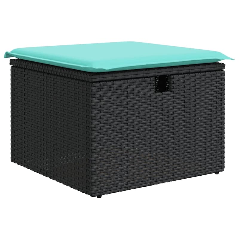 vidaXL Patio Sofa Set with Cushions and Table Outdoor Garden 9 Piece Poly Rattan - 24.4" x 24.4" x 27.2"