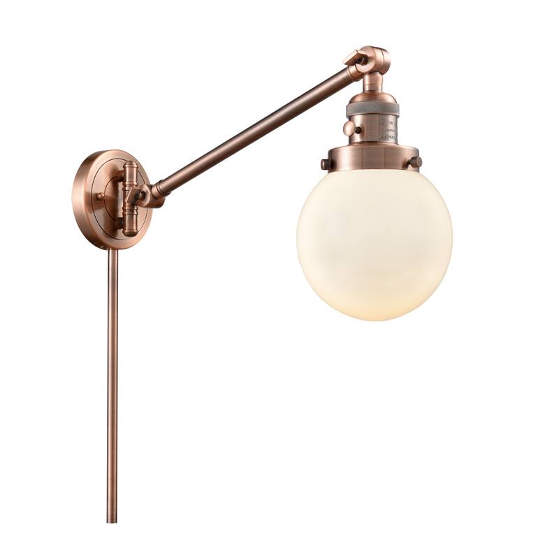 Innovations Lighting Beacon Single Light 6" Wide Wall Sconce / Pendant - Antique Copper / Matte White Cased