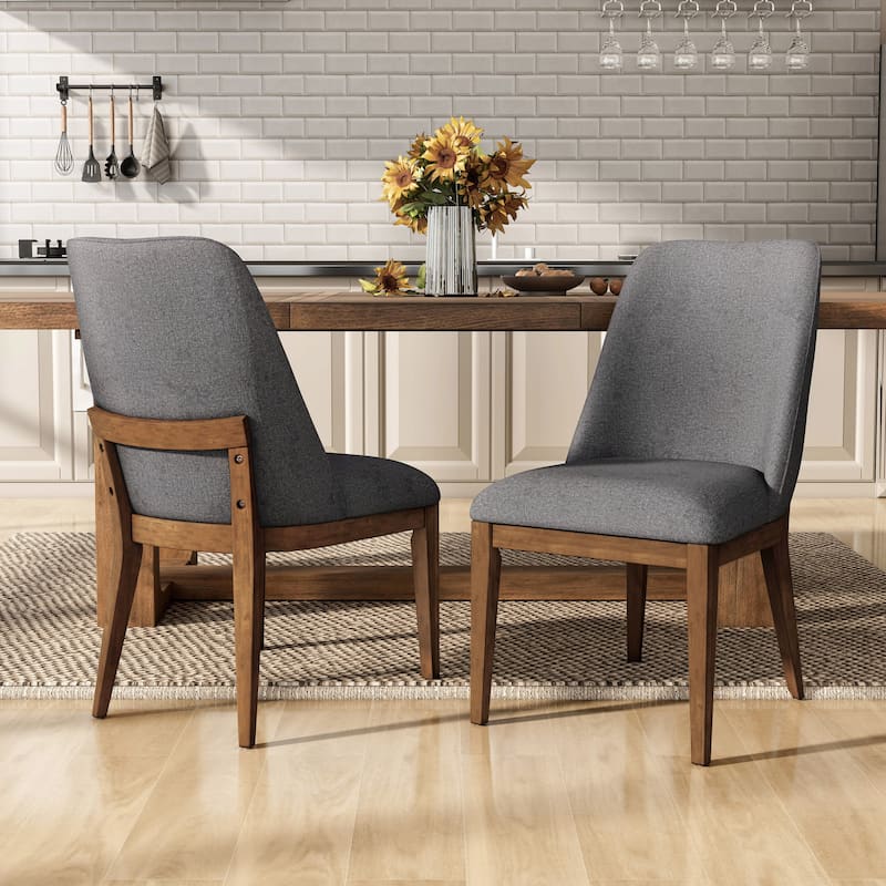 Furniture of America Leopold Rounded Solid Wood Dining Chairs (Set of 2) - Grey