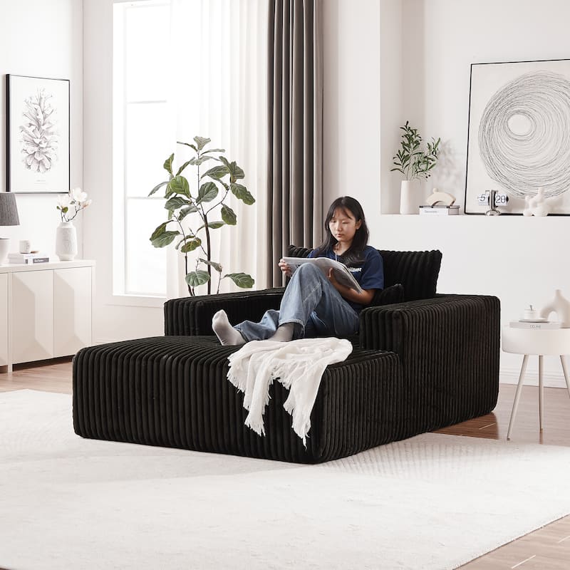 Modern 75" Corduroy Lounge Chair, Soft and Comfortable Sleeper Sofa with Pillow Support for Indoor Spaces