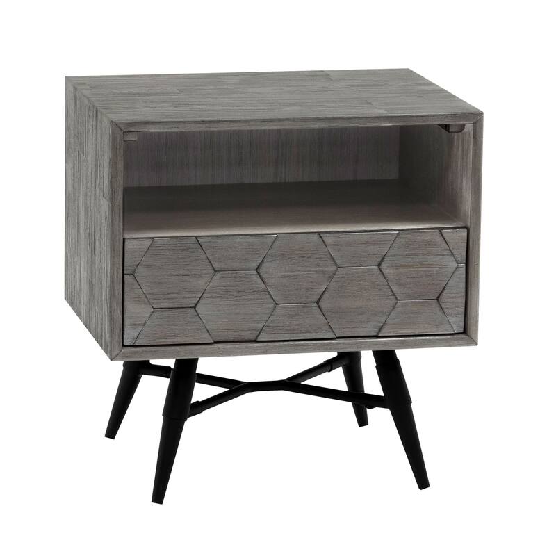 Makena 1 Drawer Night Stand in Grey Acacia Wood