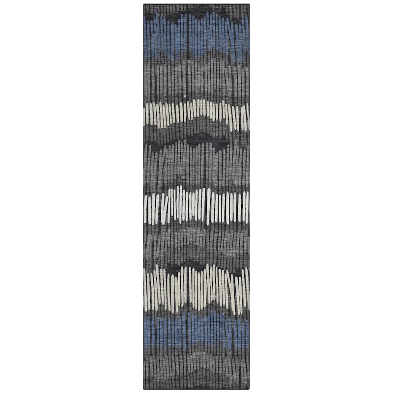 Machine Washable Indoor/ Outdoor Chantille Abstract Stripe Rug