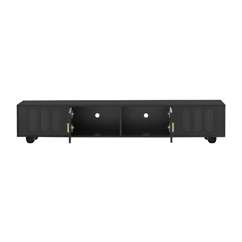 Modern TV Stand for TVs up to 80 Inches with Glass Door - 70.9" D x 15.8" W x 14.2" H