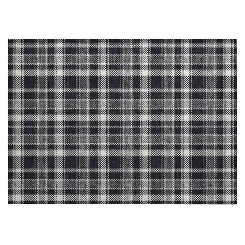 Machine Washable Indoor/ Outdoor Traditional Plaid Chantille Rug
