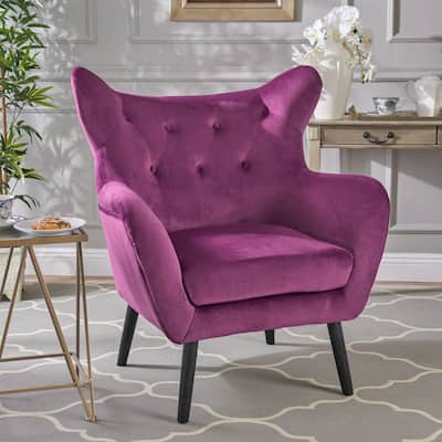 Fuchsia 34.25" Velvet Arm Chair