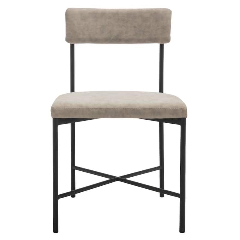 SAFAVIEH Lulah Modern Faux Leather Dining Chair (Set of 2) - 19.3" W x 22.5" L x 35" H - 19Wx23Dx35H - Light Grey/Black