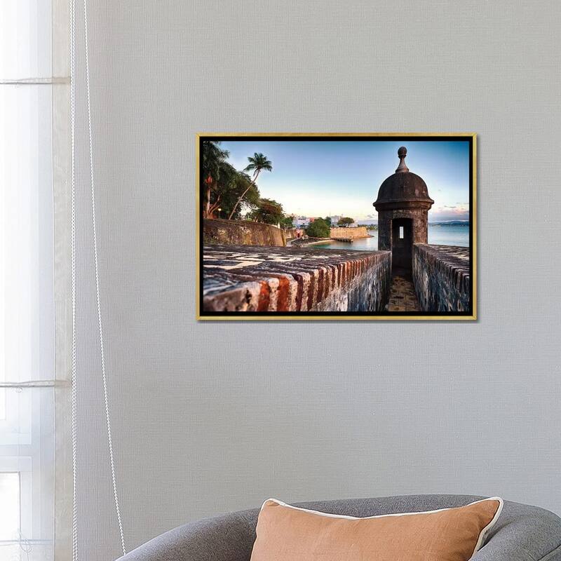 iCanvas "The City Walls And Gate Of Old San Juan With A Sentry Post, Puerto Rico" by George Oze Framed Canvas Print
