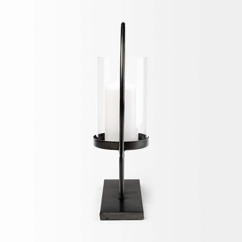 Saturn I Small Black Metal Table Candle Holder - 12.0L x 5.0W x 16.1H
