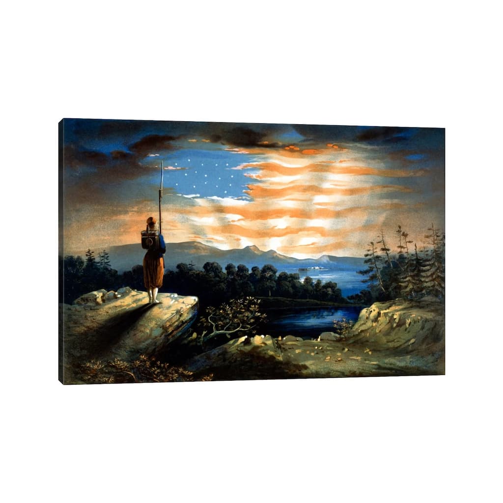 iCanvas "Vintage Civil War Painting Of A Lone Zouave Sentry Overlooking A Cliff" by John Parrot Canvas Print