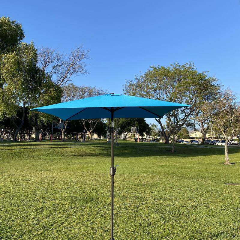 6.5 Square Patio Umbrella with Tilt and 4 Sturdy Ribs , Aqua Color - Blue
