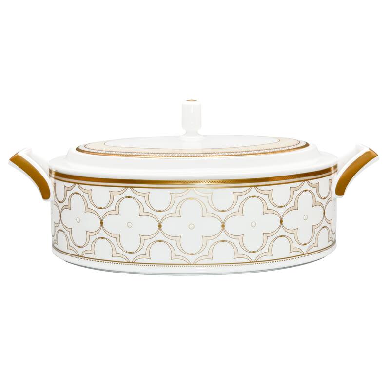 Noritake Trefolio Gold Covered Vegetable Bowl, 67 oz.