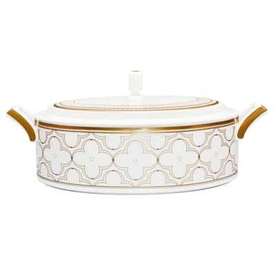 Noritake Trefolio Gold Covered Vegetable Bowl, 67 oz.