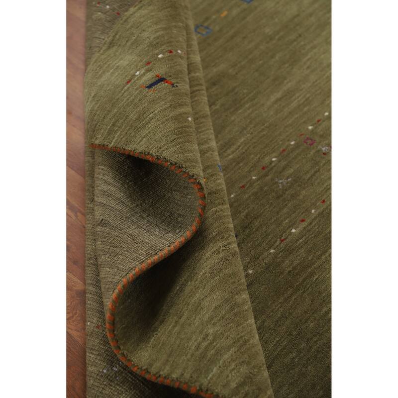 Hand Knotted Oriental 100% Wool Carpet Tribal Animal Pictorial Green Gabbeh Area Rug - 7' 8'' X 4' 11''