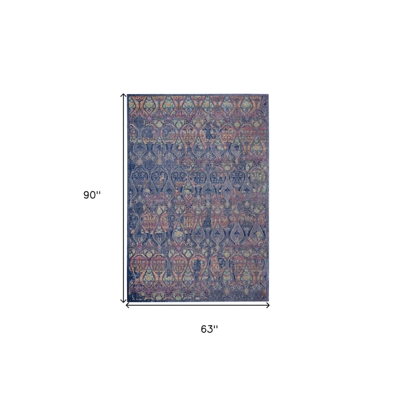 Hetom Power Loomed Distressed Non Skid Area Rug By HomeRoots - 90' X '63' X '0.5