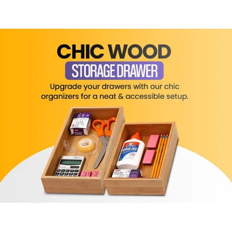 YBM Home Bamboo Kitchen Drawer Organizer Storage Box