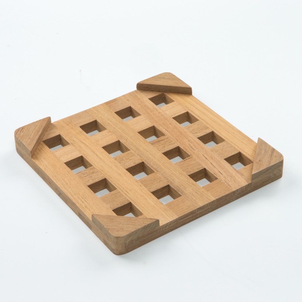 HomeRoots 6.00 " Square Wood Trivet - 6.00 in. x 0.50 in. x 6.00 in.