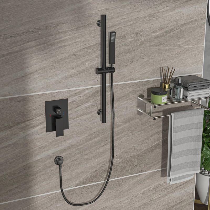 Wall Mounted Square Shower System and Handheld Showerhead Set - 12" - Oil-Rubbed Bronze